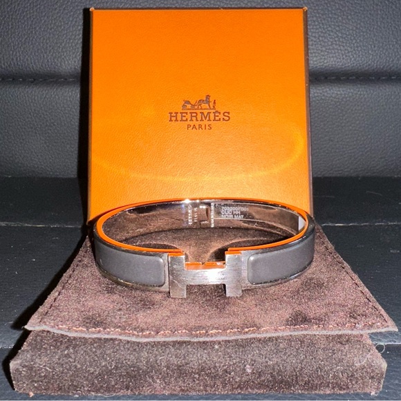 Men’s Hermes Clic HH Bracelet - Size T5 - Black Noir Mat - Picture 1 of 8